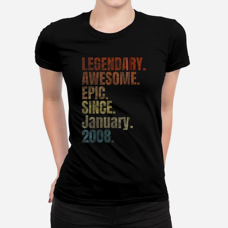 Retro Legendary Since January 2008 T Shirt 12 Years Old Zip Hoodie Women T-shirt