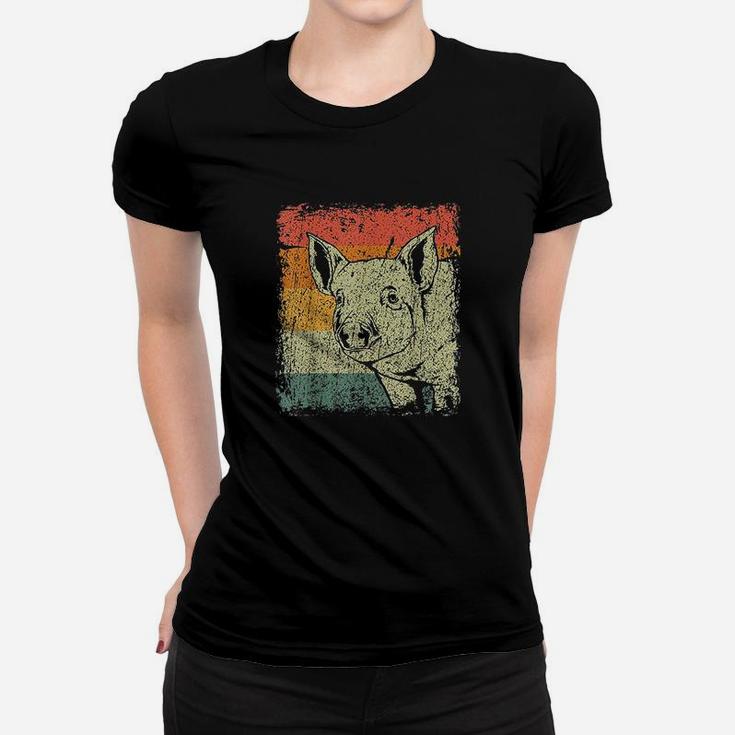 Retro Pig Farmer Gift Vintage Pig Women T-shirt