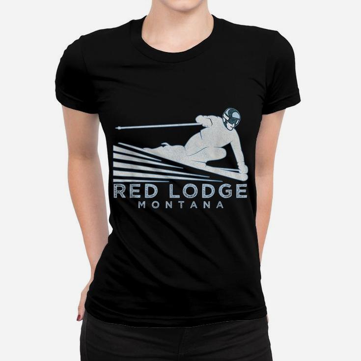 Retro Ski Red Lodge, Montana Illustration - Vintage Snow Ski Women T-shirt