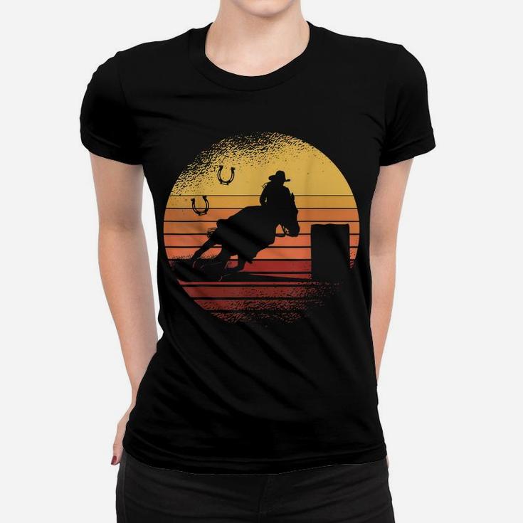 Retro Sunset Horse Barrel Racing Rodeo Women T-shirt
