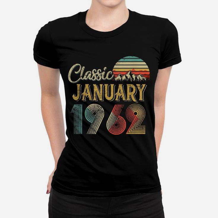 Retro Vintage January 1962 58Th Birthday Gift For Men Women Women T-shirt