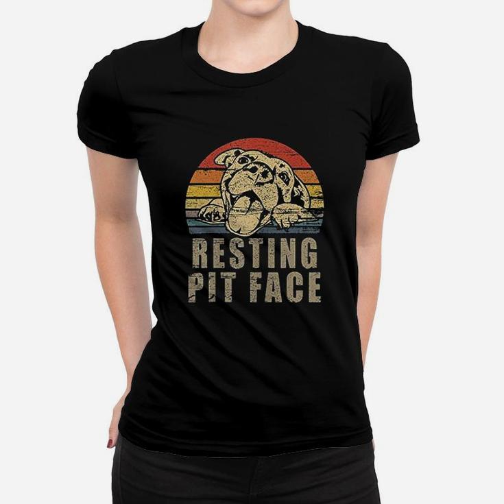 Retro Vintage Resting Pit Face Pitbull Women T-shirt