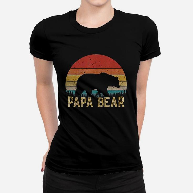 Retro Vintage Sunset Papa Bear Hiking Camping Women T-shirt