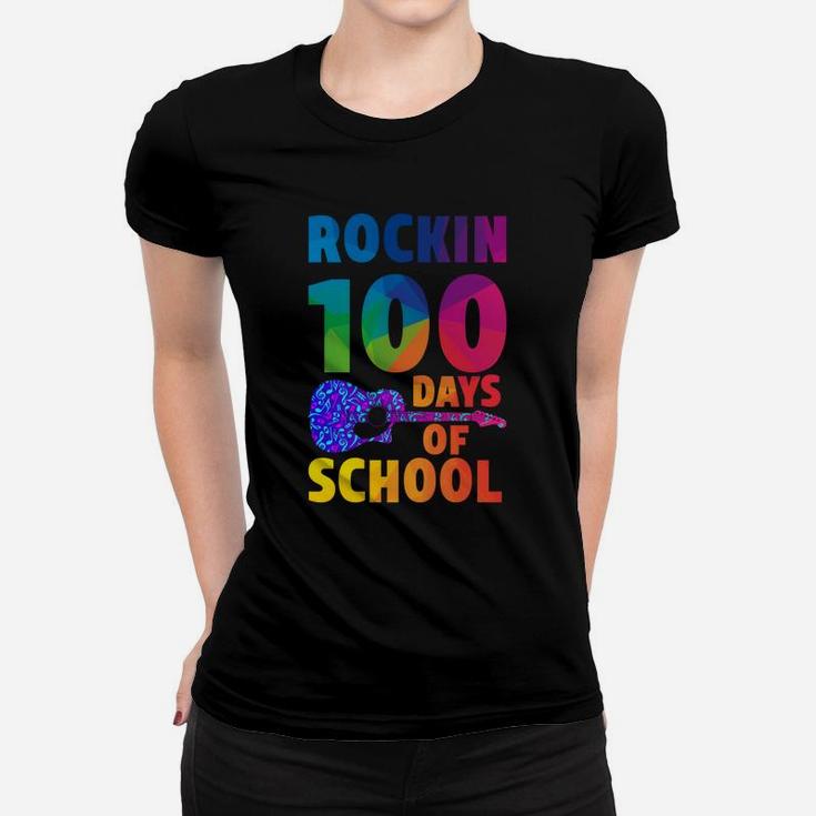 Rockin 100 Days Of School Guitar Happy 100th Day Of School Women T-shirt
