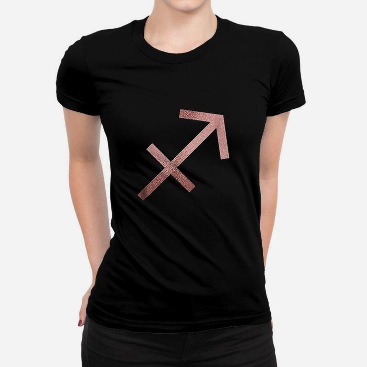 Rose Gold Sagittarius Symbol Zodiac Star Sign Women T-shirt