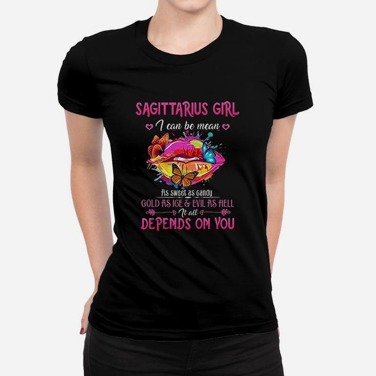 Sagittarius Girl Lips November December Queen Birthday Zodia Women T-shirt