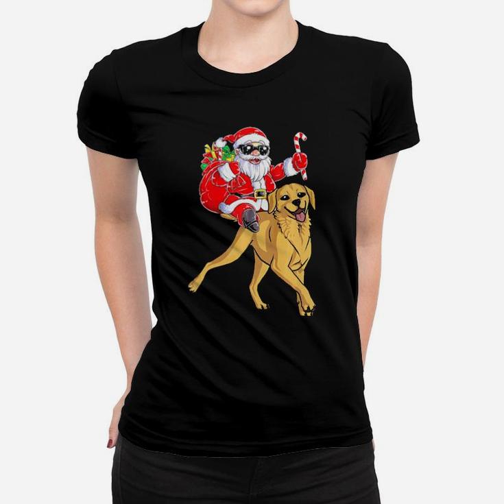 Santa Claus Riding Labrador Retriever Xmas Gifts Dog Women T-shirt
