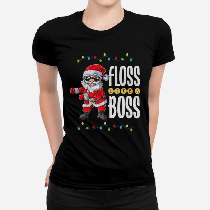Santa Floss Like A Boss Christmas Boys Kids Xmas Flossing Women T-shirt