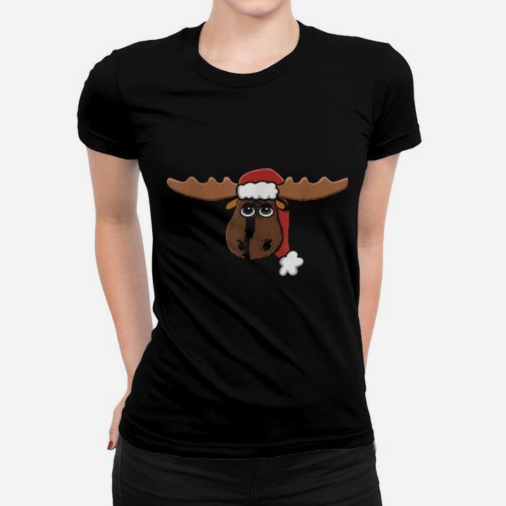 Santa Moose With Hat Women T-shirt