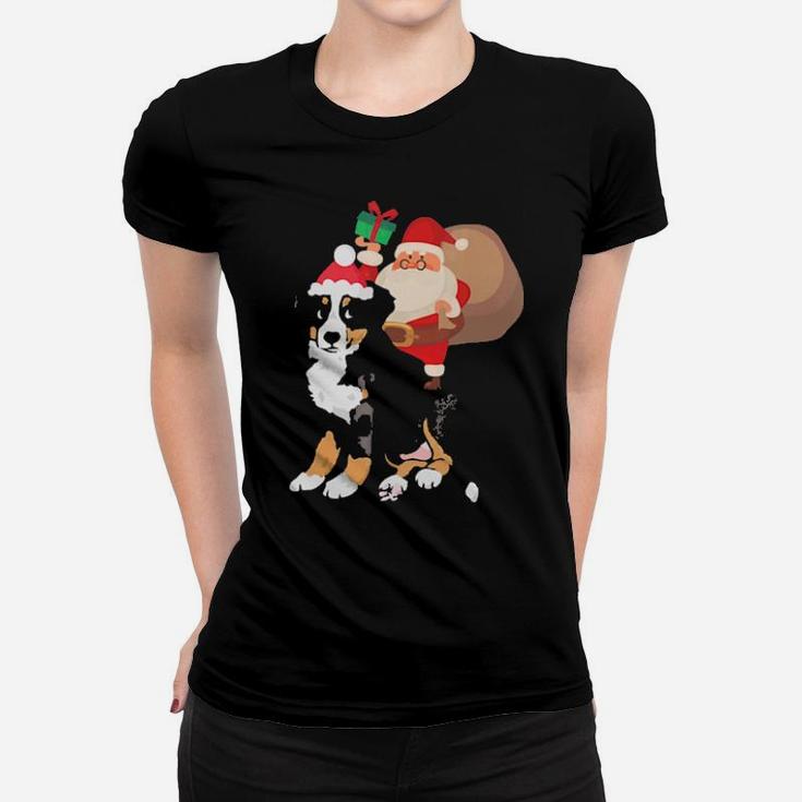 Santa Riding Bernese Mountain Dog Women T-shirt
