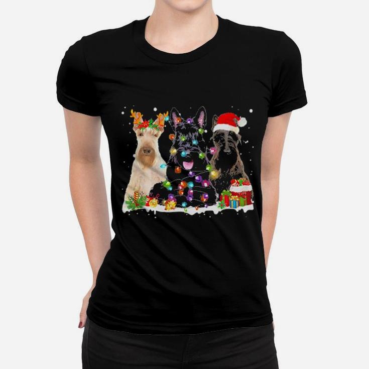 Santa Scottish Terrier Dog Gorgeous Reindeer Women T-shirt