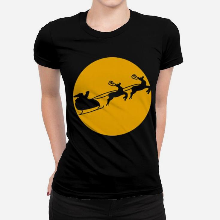 Santa With Sleigh And Reindeers Women T-shirt