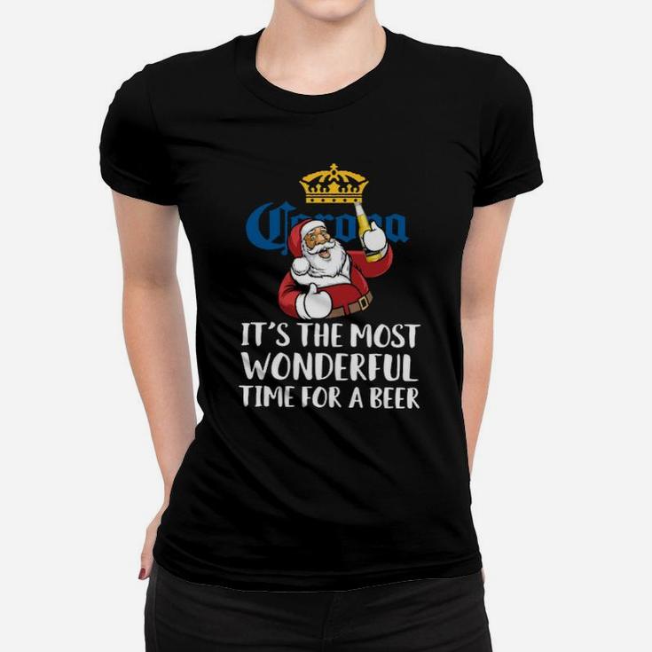 Santa Wonderful Time For Beer Women T-shirt