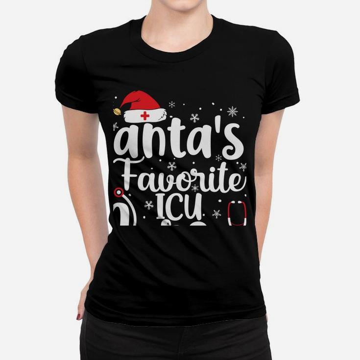 Santa's Favorite Icu Nurse Merry Christmas Cute Nurse Gifts Sweatshirt Women T-shirt