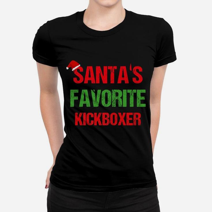 Santas Favorite Kickboxer Funny Ugly Christmas Shirt Women T-shirt
