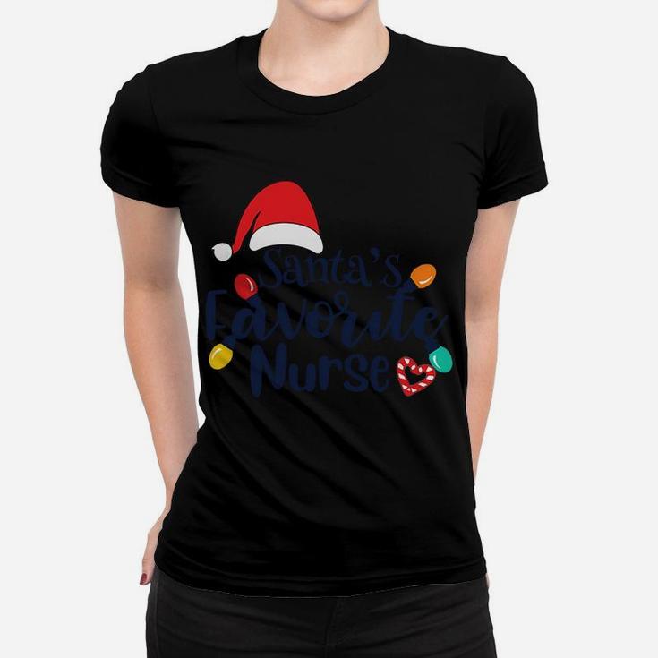 Santa's Favorite Nurse Medical Christmas Nursing Ugly Xmas Sweatshirt Women T-shirt