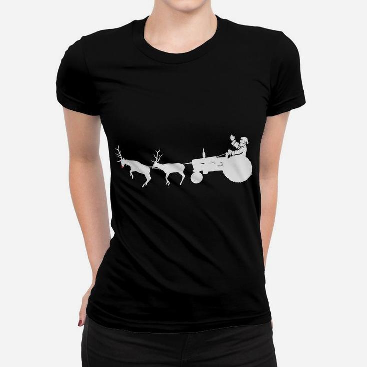 Santa's Sleigh Christmas Tractor Farmer Gift Farm Reindeer Women T-shirt