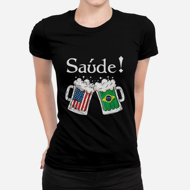 Saude American Brazilian Flag Women T-shirt
