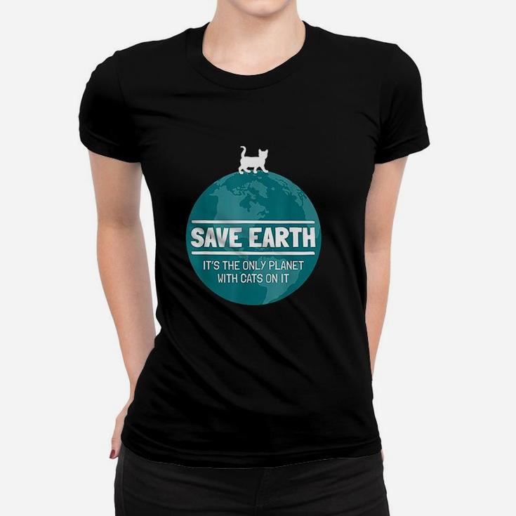 Save Earth Funny Cat Women T-shirt