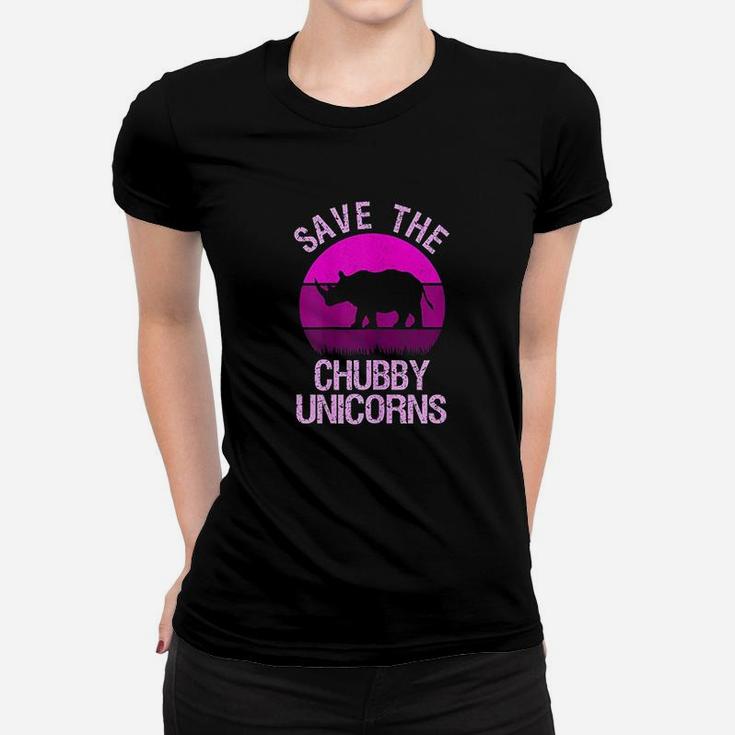 Save The Chubby Unicorns Retro Style Rhino Gift Women T-shirt