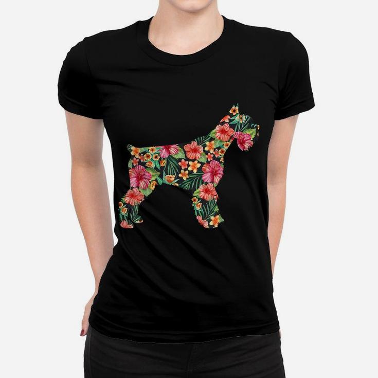 Schnauzer Flower Funny Dog Silhouette Floral Gifts Women Women T-shirt