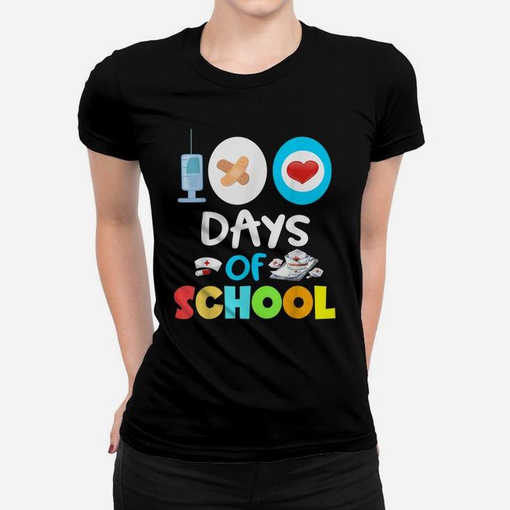 School Nurse 100 Days Of School Gift Teacher Student Nursing Women T-shirt