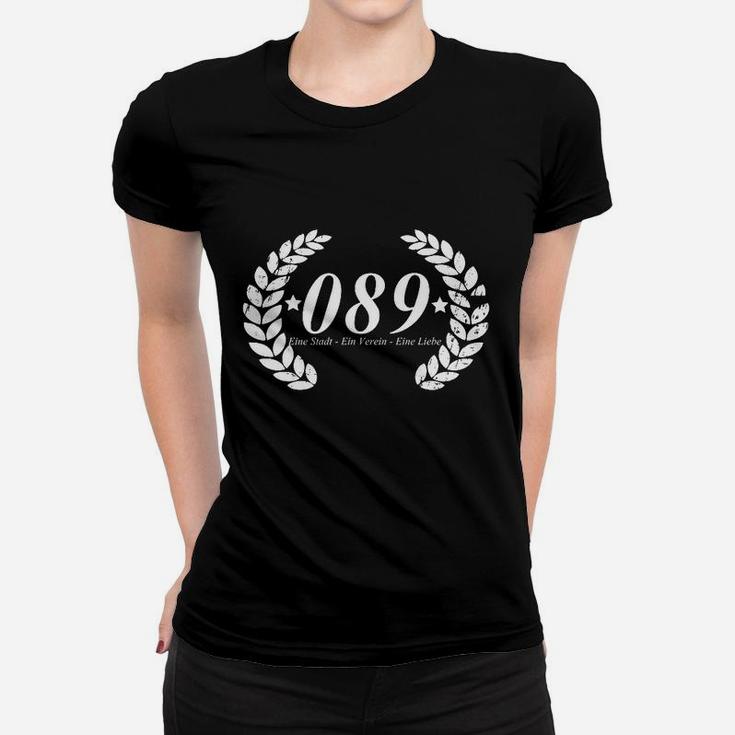 Schwarzes Frauen Tshirt mit Lorbeerkranz & 089, Urban Style für Herren