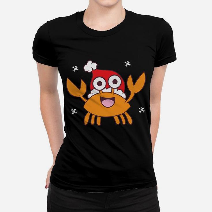 Sea Crab Christmas Crab With Santa Hat Crab Christmas Women T-shirt