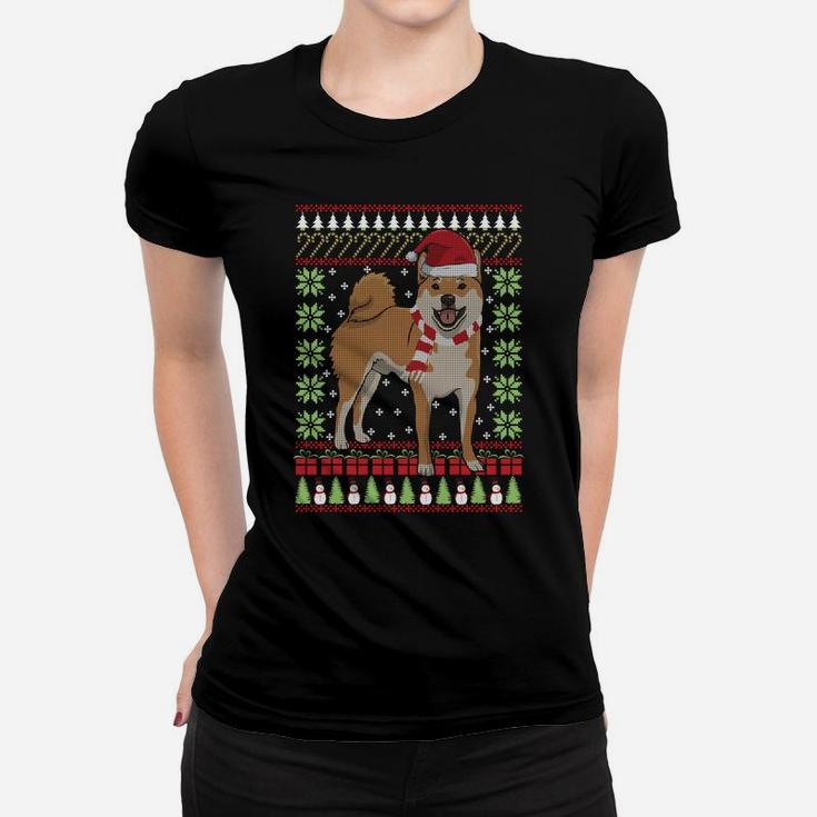 Shiba Inu Ugly Christmas Funny Holiday Dog Lover Xmas Gift Sweatshirt Women T-shirt