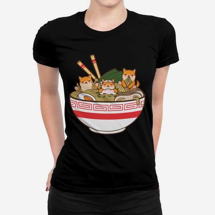 Shibas Eating Ramen Noodles - Kawaii Japanese Food Anime Women T-shirt