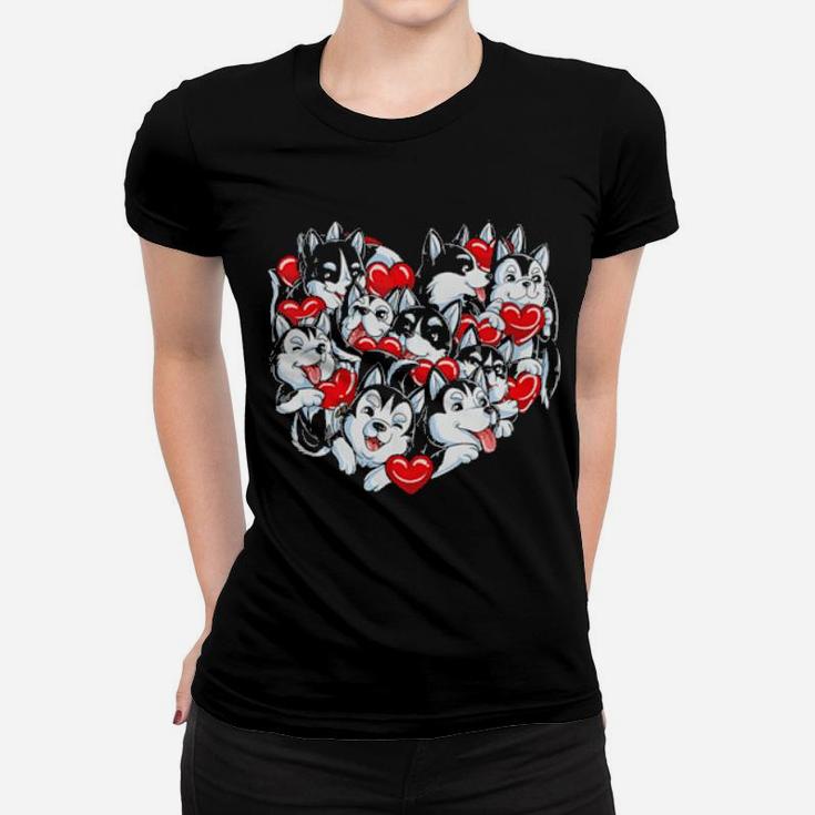 Siberian Husky Valentines Day Dog Lover Heart Boys Women T-shirt