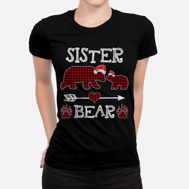 Sister Bear Christmas Pajama Red Plaid Buffalo Family Women T-shirt