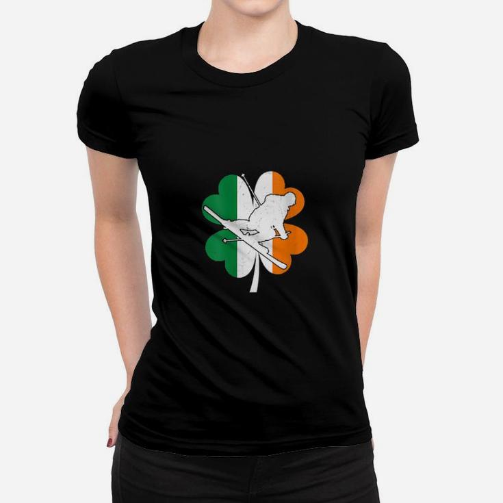 Skiing Shamrock Ireland Irish Flag Skiing St Patricks Day Women T-shirt