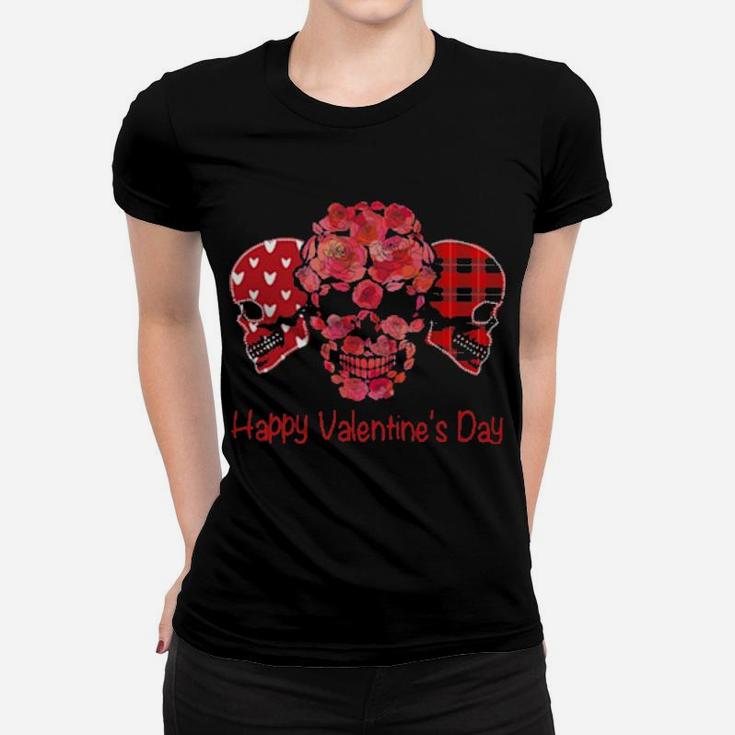 Skulls Happy Valentine's Day Women T-shirt