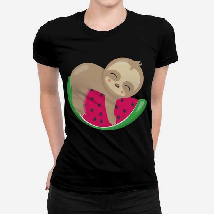 Sloth Watermelon Fruit Funny Animal Gift Women T-shirt