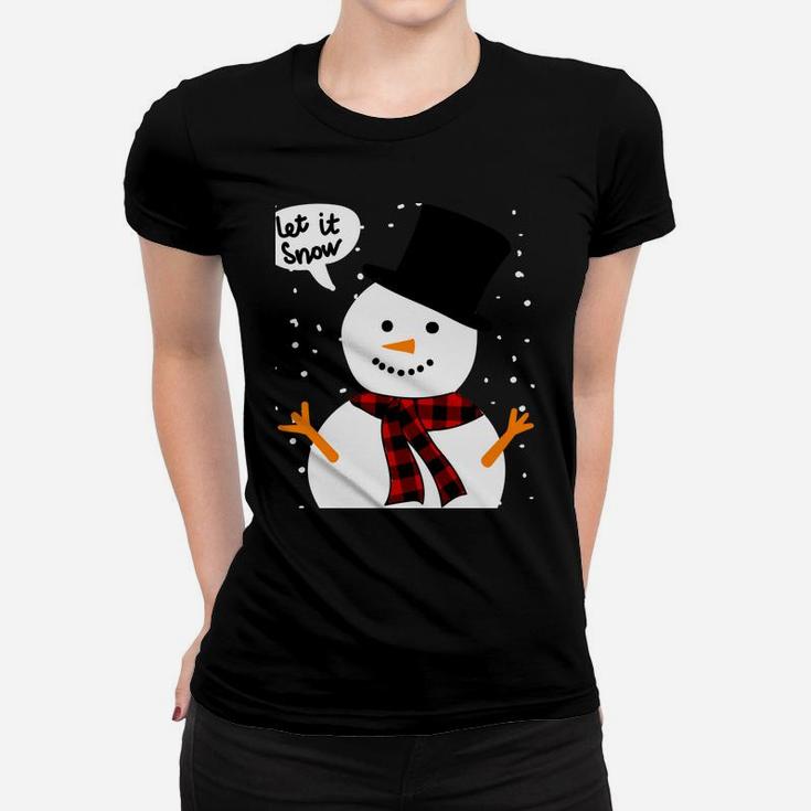 Snow Snowman Buffalo Plaid Xmas Scarf Christmas Sweatshirt Women T-shirt