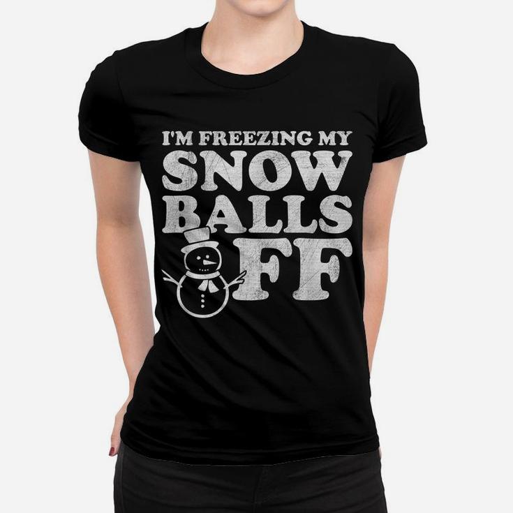 Snowman Snowballs Funny Christmas Party Pajama Mens Womens 2 Women T-shirt