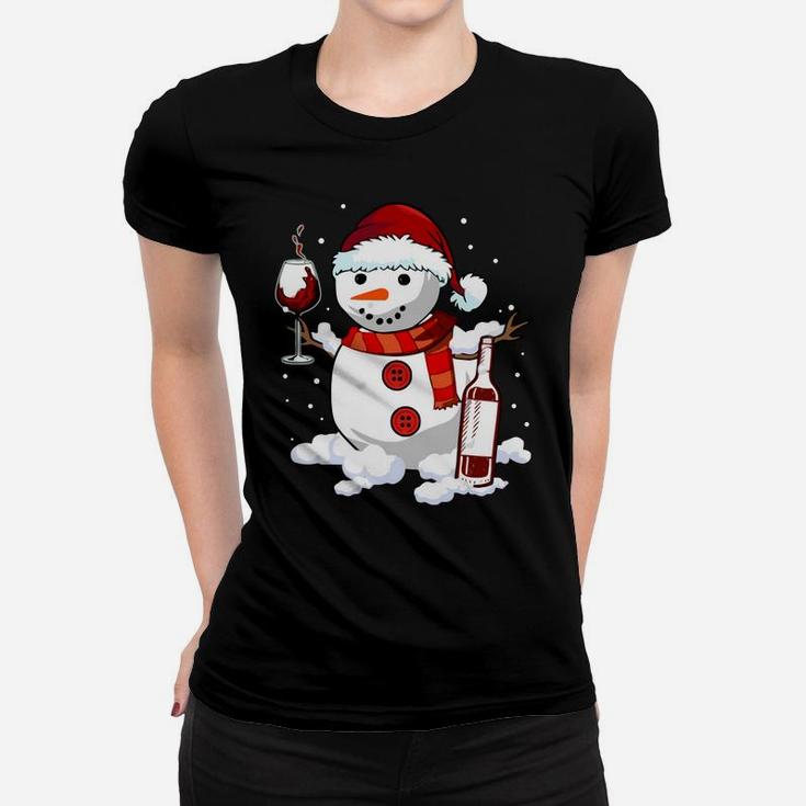 Snowman Wine Christmas 2019 Gift - Drinking Xmas Wine Lovers Sweatshirt Women T-shirt