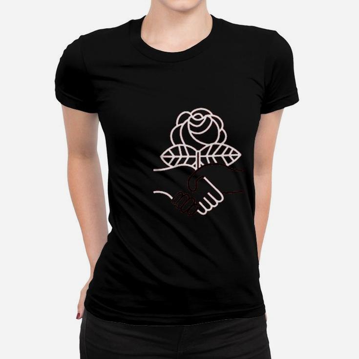 Socialist Rose Handshake Women T-shirt
