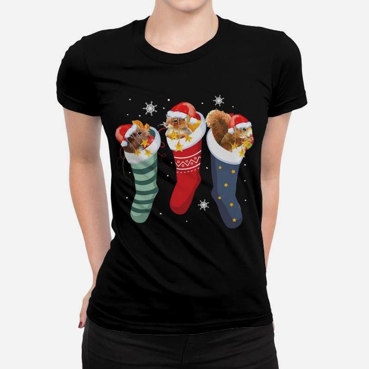 Squirrel Socks Funny Cute Pet Christmas Xmas Sweatshirt Women T-shirt