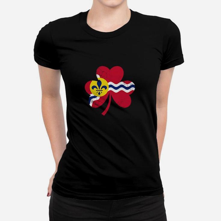 St Louis Flag Irish Shamrock St Patricks Day Missouri Women T-shirt
