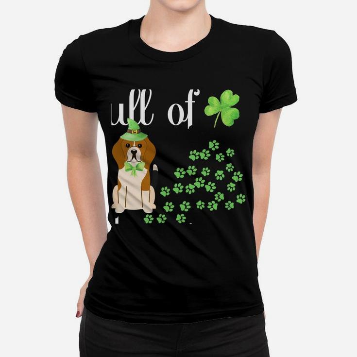 St Patricks Day Dog Lover Shirt Beagle Green Shamrock Paw Women T-shirt