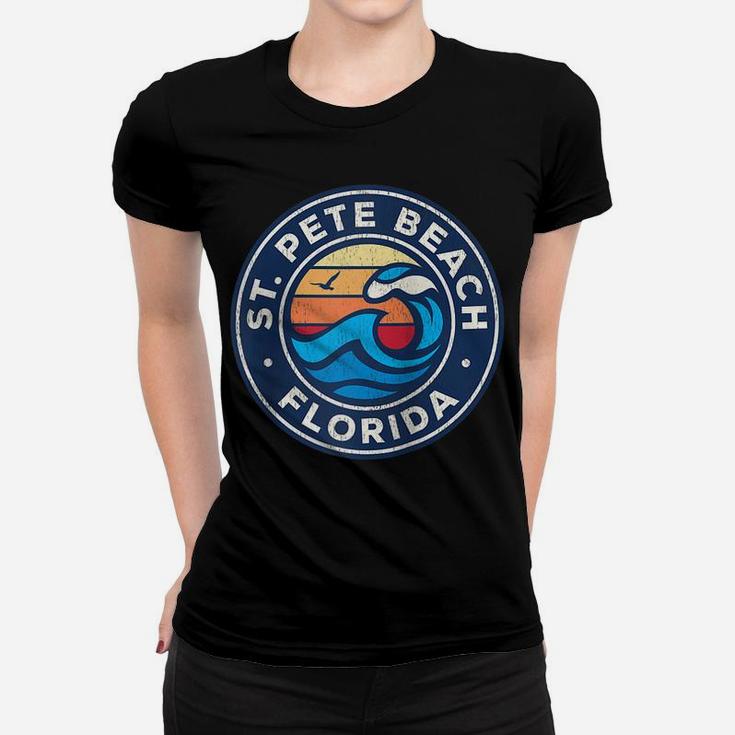St Pete Beach Florida Fl Vintage Nautical Waves Design Raglan Baseball Tee Women T-shirt