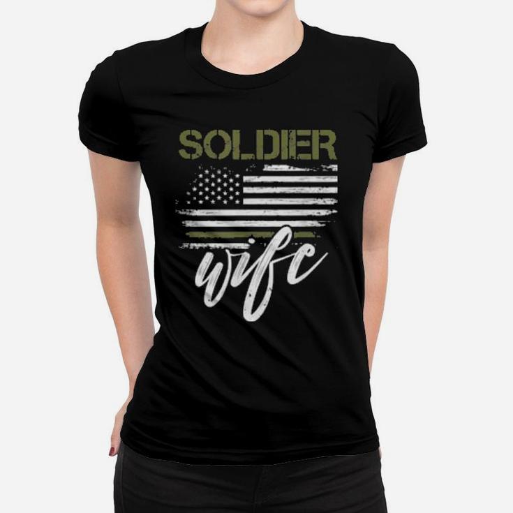 Stars And Stripes, As A Soldier Wife I Stand For Our Troops Women T-shirt