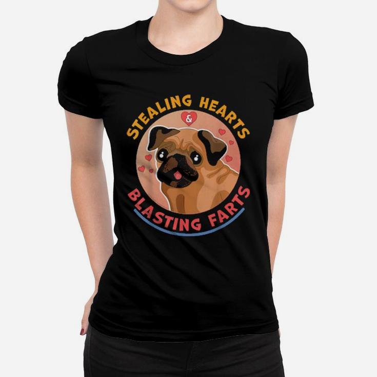 Stealing Hearts And Blasting Farts Dog Pug Valentine's Day Women T-shirt