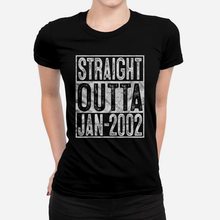 Straight Outta January 2002 18Th Birthday Gift 18 Year Old Women T-shirt