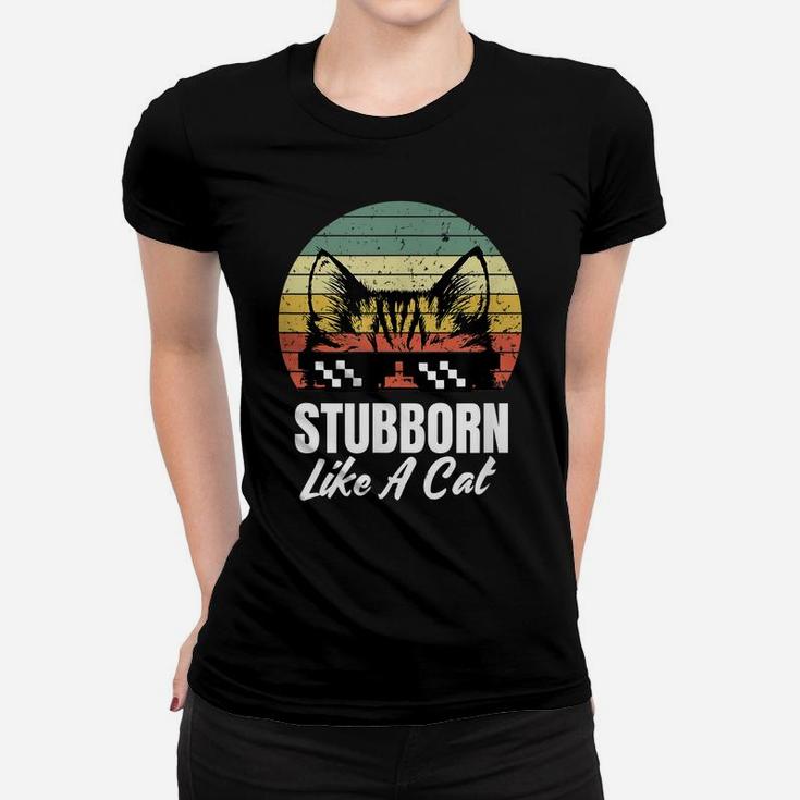 Stubborn Like A Cat Funny Peek A Boo Kitten Lovers Vintage Women T-shirt