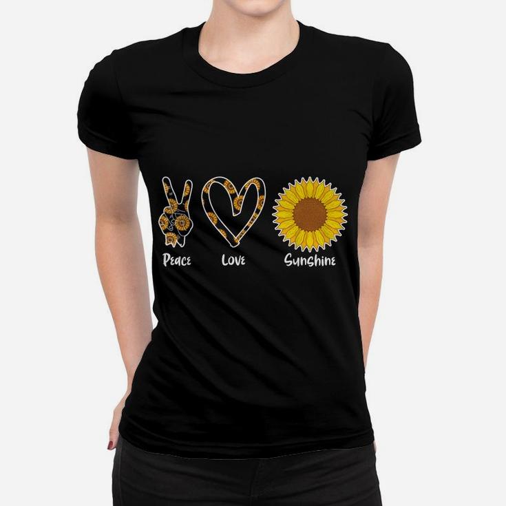 Sunshine Yellow Flower Hippie Florist Peace Love Sunflower Women T-shirt