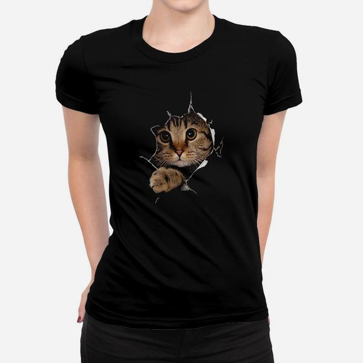 Sweet Kitten Torn Cloth Funny Cat Lover Cat Owner Cat Lady Women T-shirt