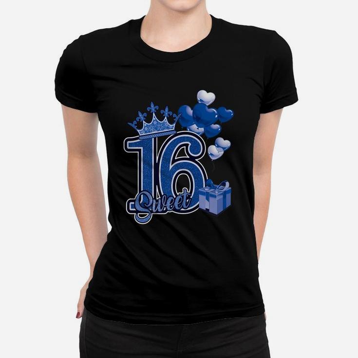Sweet Sixteen Blue 16 Year Birthday Women T-shirt
